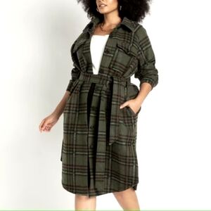 NWOT Eloquii Plaid Shacket Coat